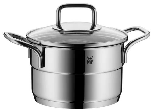 WMF Kochtopf klein 16cm - Stapelbar und Induktionsgeeignet - Kochtopf aus poliertem Cromargan Edelstahl, ideal für alle Herdarten. Breiter Schüttrand für tropffreies Ausgießen und spülmaschinengeeignet.