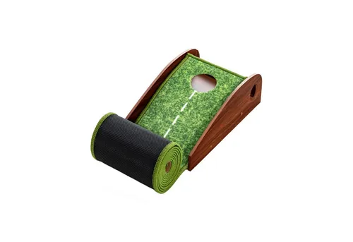 COSTWAY Golf Puttingmatte mit automatischem Ballrücklauf - Innovative Golfmatte mit 1 Loch und automatischem Ballrücklaufsystem. Ideal für präzises Training und zur Verbesserung Ihrer Puttfähigkeiten – für drinnen und draußen.