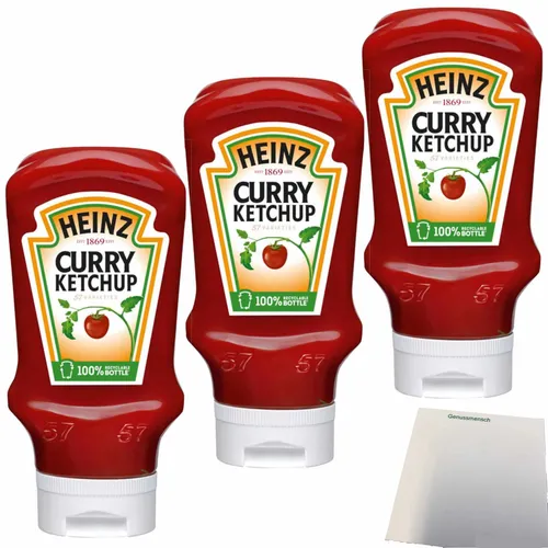 Heinz Curry Ketchup Kopfstehflasche 3er Pack 3x500ml Flasche usy Block