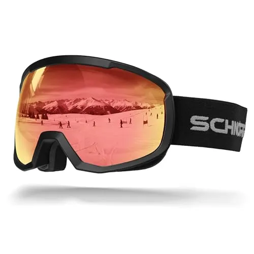 SCHNORR Kinder Skibrille Kidsi Go Rot S2 | Full REVO verspiegelt, Anti-Fog, UV400 Skibrille Kinder,Ski Snowboard Brille Brillenträger Schneebrille für Junior Jungen Mädchen Teenager Anti-UV Anti-Fog