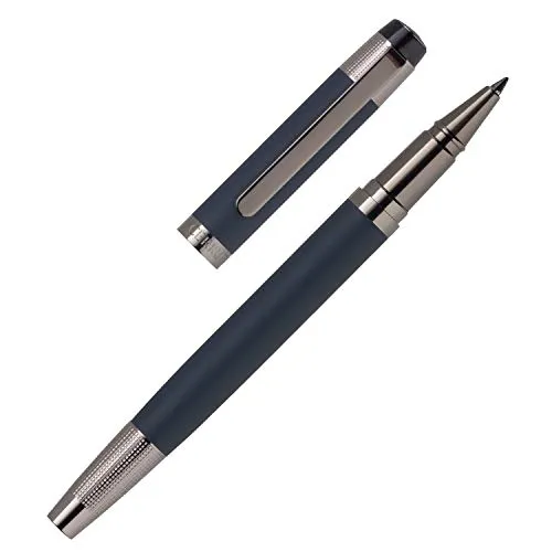 Cerruti 1881 Tintenroller „THAMES“ Navy | Schreibstift aus Edelstahl in einem blauen Korpus | Schwarze Mine | Geschenkbox