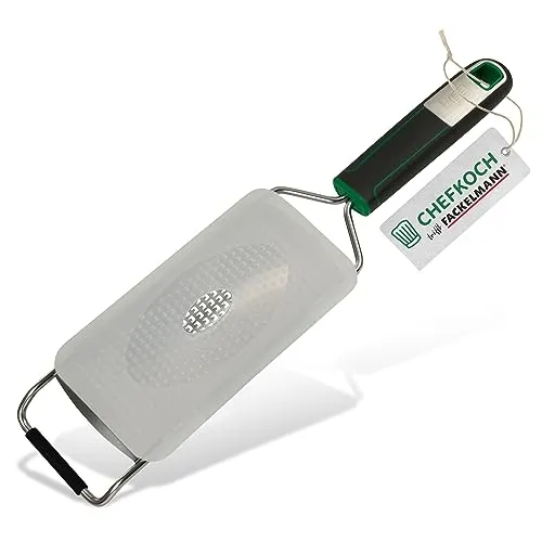 CHEFKOCH Handreibe Premium – Zum feinen Reiben von Käse, Muskat, Zeste (Limette, Zitrone) & Co – Für höchste Präzision & Eleganz beim Garnieren – Reibe mit ergonomischem Griff