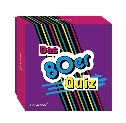 80er-Jahre Quiz – Gesellschaftsspiel für Erwachsene mit 66 Karten | Retro-Fragespiel rund um Popkultur, Filme, Musik & Allgemeinwissen | Partyspiel & Geschenkidee vom ars vivendi Verlag