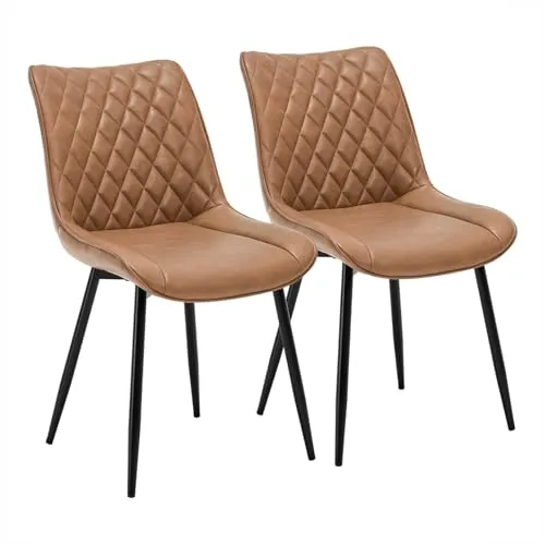 WOLTU 2er-Set Esszimmerstühle mit Kunstleder-Sitzfläche - Stilvolle Esszimmerstühle mit leicht zu reinigender Kunstleder-Oberfläche und stabilen Metallbeinen. Ergonomisches Design für maximalen Komfort – ideal für jedes Zuhause.
