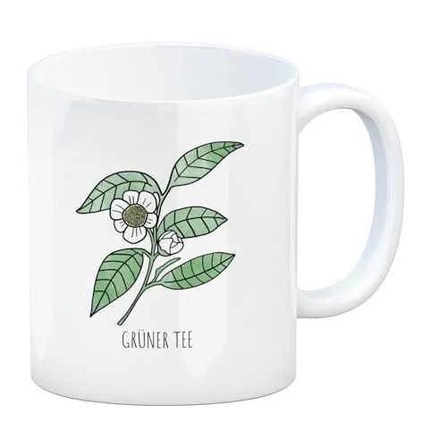 Grüner Tee Teetasse mit Teestrauch für Teetrinker witzige Tasse Geschenk für Grüner Tee Fans Tasse für Teefans