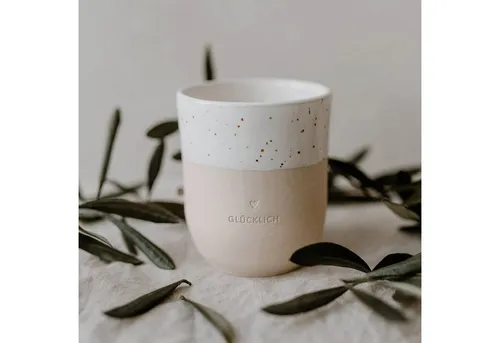 Eulenschnitt Cappuccinotasse, Steingut in beige von Eulenschnitt