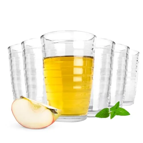 Sendez 6er Set Trinkgläser 320 ml – Strukturierte Saftgläser, robuste Cocktailgläser & Longdrinkgläser für Wasser, Softdrinks und Drinks
