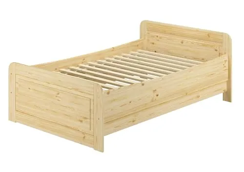 Erst-Holz®Seniorenbett extra hoch 120x200 Einzelbett Holzbett Massivholz Kiefer Bett mit Rollrost 60.42-12