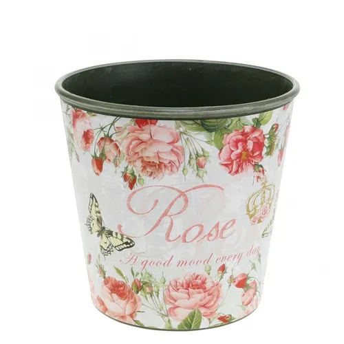 Pflanzgefäß mit Rosendekor für Blumenarrangements und Tischdeko