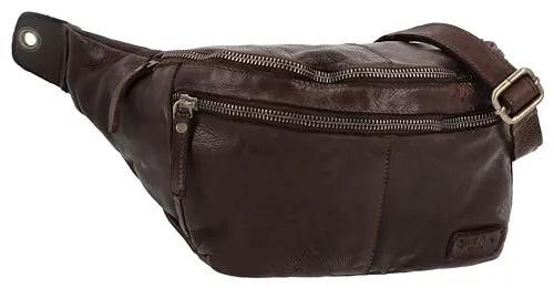 Gusti Leder Bauchtasche Freya - stilvolle Gürteltasche in braun - Gürteltasche aus hochwertigem Büffelleder, ideal für unterwegs. Mit praktischem Reißverschluss und stilvollem Design, perfekt für jeden Anlass.