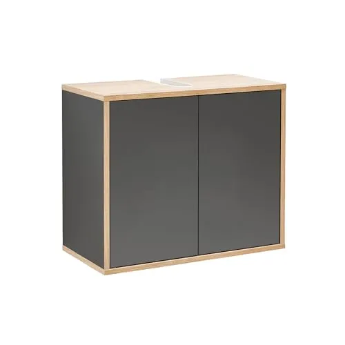 BadeDu Minho Waschbeckenunterschrank – 60 cm in Anthrazit/AST-Eiche mit Push-to-Open Technik