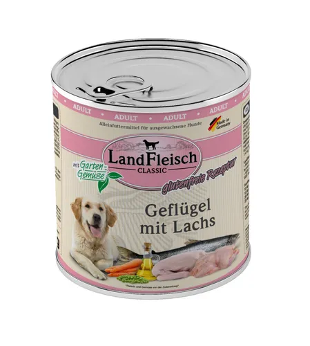 Landfleisch Classic Hundenassfutter Adult glutenfrei 800 g Geflügel mit Lachs