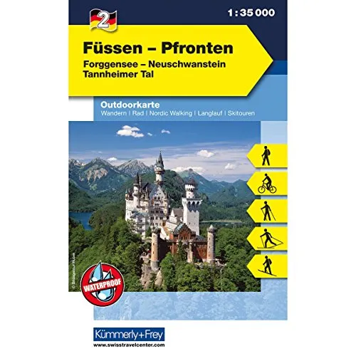 Füssen - Pfronten, Forggensee, Neuschwanstein, Tannheimer Tal: Nr. 2, Outdoorkarte Deutschland, 1:35 000, Mit kostenlosem Download für Smartphone (Kümmerly+Frey Outdoorkarten Deutschland, Band 2)