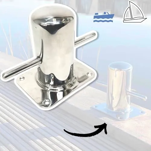 Boot Edelstahl Leinen Festmacher Kreuz Poller 120mm Edelstahl Rostfrei Marine Anlege Stegpoller für Motorboote I Tender I Schaluppe I Sloep I Schlauchboote