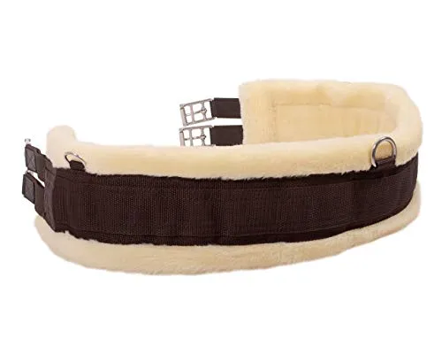 ARBO-INOX - Sattelgurt - Vielseitigkeitsgurt - Fellimitat - elastische Enden - Rollschnallen (135cm, Braun)
