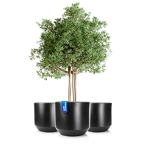 BigDean 3X Blumentopf Style ø 58 cm anthrazit - Wetterfester Blumenkübel aus bruchsicherem Kunststoff mit herausnehmbarem Innentopf. Ideal für Innen- und Außenbereiche und sorgt für ein schönes Ambiente.