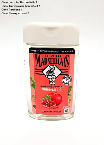 Duschgel Granatapfel Le Petit Marseillais 250ml - Duschgel mit zartem Granatapfel-Duft, vegan und ohne Tierversuche. Ideal für eine sanfte Reinigung und Pflege der Haut. Hergestellt in Frankreich.