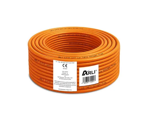 ARLI Cat7 Duplex Verlegekabel 50 m S/FTP - Hochgeschwindigkeits-Netzwerkkabel für feste Installationen, unterstützt bis zu 10 Gbit/s, halogenfrei und ideal für private sowie gewerbliche Anwendungen.