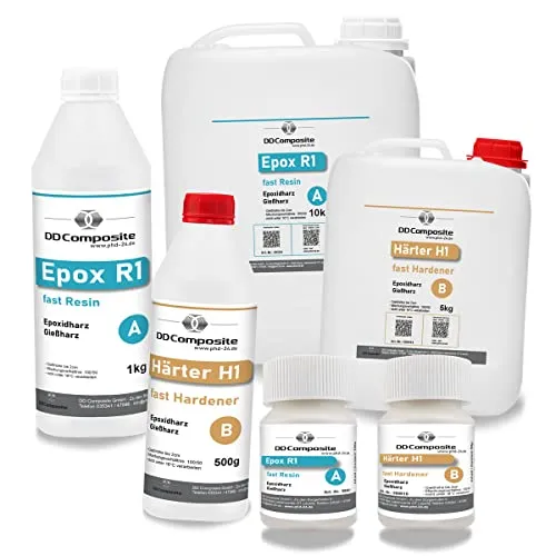 DD Composite Epoxidharz Gießharz R1 H1 fast Resin Gießhöhe 0-2cm glasklar Kunst Schmuck Design Handwerk Kunstharz Countertops River-Table