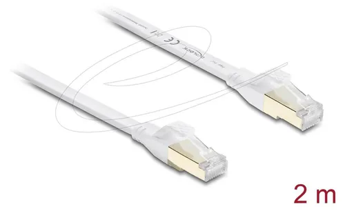 DeLOCK RJ45 Flachband Patchkabel Cat.8.1 U/FTP bis 40 Gbps 2 m weiß, 2 m, Cat8.1, U/FTP (STP), RJ-45, RJ-45, Weiß