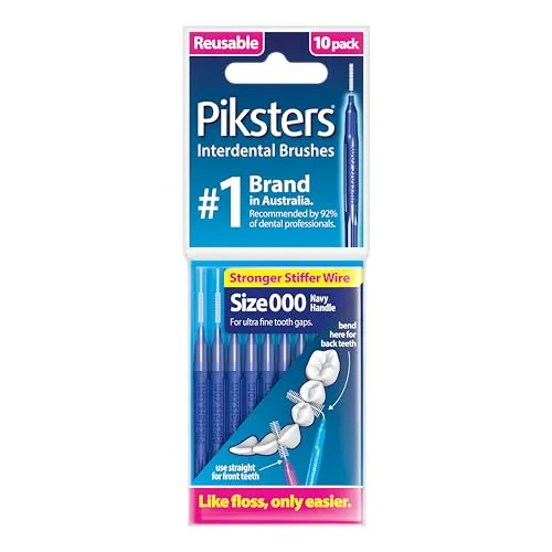 Piksters Interdentalbürsten, 0,55 mm, Größe 000, Marineblau, 10 Stück