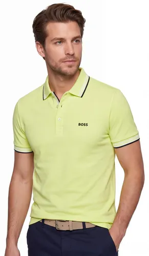 Kortarm BOSS Green Paddy Poloshirt gelb 3-knöpfig