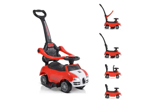 Moni Rutschauto 2 in 1 Rider 208 - Rot - Kinderfahrzeuge: Der sportliche 2 in 1 Rider 208 ist ein Rutscher und Schiebewagen, ideal für Kinder ab 2 Jahren. Mit der Schiebestange können Eltern die Lenkung übernehmen und so für Sicherheit sorgen.