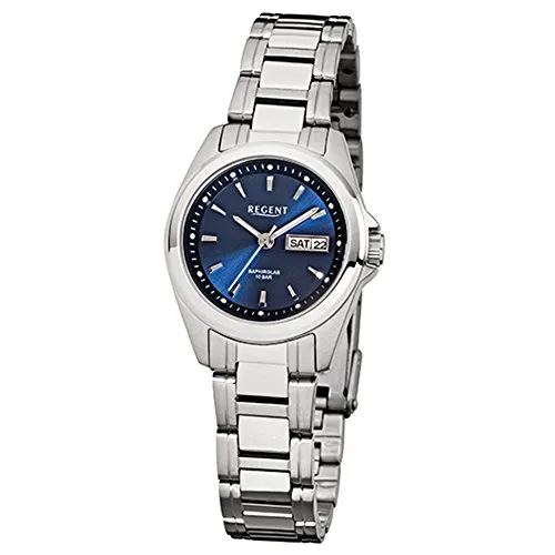 Regent Damen-Armbanduhr Elegant URF518 - Elegante Analog-Uhr für Damen mit silbernem Stahl-Armband und präzisem Quarz-Uhrwerk, perfekt für jeden Anlass.