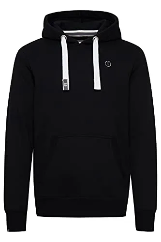 SOLID SDBennHood Herren Kapuzenpullover Hoodie Pullover mit Kapuze Kordelzug Kängurutasche Rippbündchen Label-Details Baumwollmischung Regular fit, Größe:S, Farbe:Black (9000)