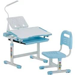 VEVOR Höhenverstellbarer Kinderschreibtisch mit Tischlampe in blau von Vevor
