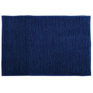 MSV Badematte Badteppich Chenille, 50 x 80 cm, blau, aus 100 % Polyester, rutschfest