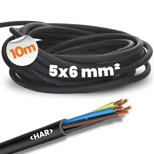 Lapp Kabel H07RN-F 5G6 mm² - 10m Steuerleitung - Mehradrige Kabel, ideal für vielseitige Anwendungen wie Bauwesen und Automobil, mit hervorragender Wetterfestigkeit und Temperaturbeständigkeit von -40 °C bis 60 °C.