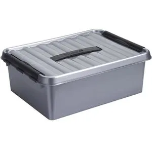 Sunware Aufbewahrungsbox Q-Line Box 78600628, 12L, Kunststoff, grau, A4, 40 x 30 x 14cm
