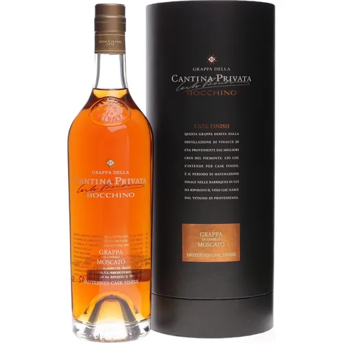 Bocchino Grappa di Moscato Sauternes Cask Finish (1 x 0.7 l) - Tresterbrand mit einzigartiger Sauternes-Fassreifung für ein unverwechselbares Aroma und vollmundigen Geschmack.