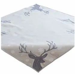 texpot Tischdecke Tischläufer Stickerei Hirsch Winter Weihnachten Dekoration (1-tlg) grau quadratisch | 85 cm x 85 cm