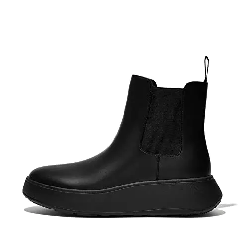 FitFlop Damen Chelsea Boots Schwarz, 40 EU - Wanderschuhe aus glattem Leder, bieten optimalen Komfort und stilvolles Design für jede Gelegenheit.