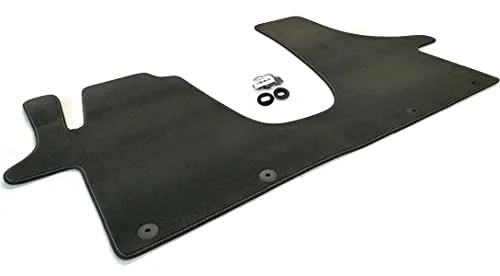 Fußmatte passend bei VW T5 T6 Multivan Bus (Ziernaht Silber) Velours Premium Automatte Matte Innen inkl. Befestigung