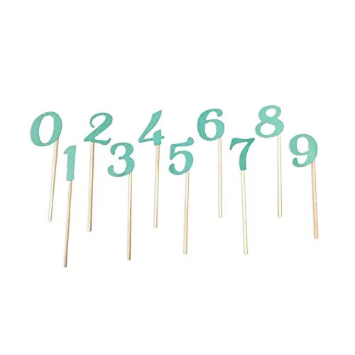 Frau WunderVoll® 10 Deko Topper Zahlen 0-9 türkis/Topper, Kuchenstecker, Muffin, Cupcake, Candybar, Geburtstagskuchen, Dekoration, Kinder, Party, Geburtstag Kuchendeko