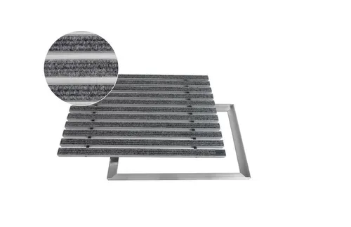ACO Severin Ahlmann GmbH & Co. KG Fußmatte Eingangsmatte Vario + Rahmen Aluminium, Rips Hellgrau, rechteckig, Höhe: 26 mm, Größe: 600x400 mm, für Innen- und Außenbereich