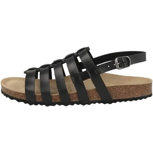 Geox Damen D BRIONIA F Flat Sandal, Schwarz, 37 EU - Wanderschuhe mit flachem Absatz, ideal für warme Tage und bequemes Tragen, perfekt für leichte Wanderungen oder Freizeitaktivitäten.