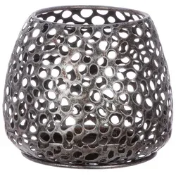 Casablanca by Gilde Windlicht Chico – Antik-Silber - Elegantes Windlicht aus Metall in antik-silber, Ø 14 cm, ideal für stimmungsvolle Abende und gemütliche Atmosphäre.