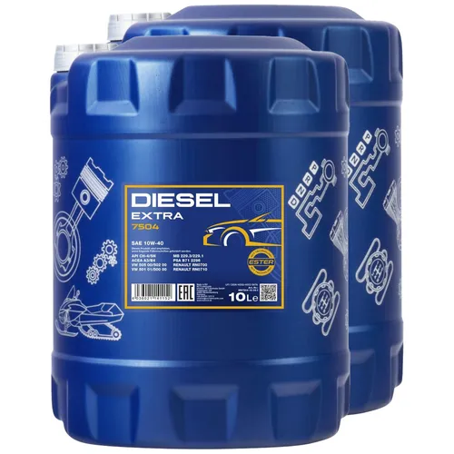 Motoröl 2x 10 Liter MANNOL Diesel EXTRA 10W40 für Alfa Audi Lancia Mazda MB VW