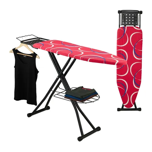 Bügelbrett rot mit integrierter Bügeleisenablage