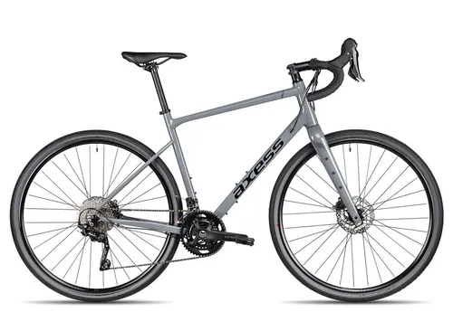 Axess Gravelbike CREED ADV, 20 Gang Shimano GRX RD-RX400 10-sp. Shadow Plus Schaltwerk, Kettenschaltung, hydraulische Scheibenbremse schwarz/grau