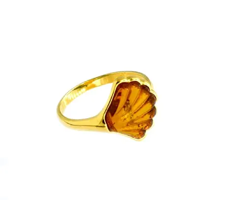 MyBer® Ring Bernstein Muschelform aus 925er Sterling Silber in silber von MyBer
