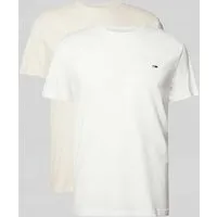 Tommy Jeans Slim Fit T-Shirt mit Label-Print im 2er-Pack in Offwhite, Größe XL