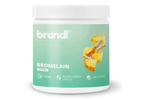 brandl® Bromelain hochdosiert | 3.000 F.I.P. Enzyme aus Ananas | 120 vegane Kapseln - Nahrungsergänzungsmittel mit 600 mg Ananas Extrakt pro Kapsel, ideal für Sportler zur Unterstützung der Verdauung und optimalen Bioverfügbarkeit.