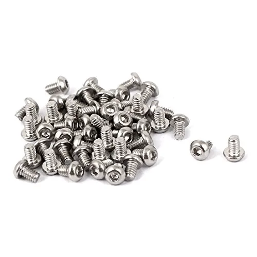 sourcing map 50Stk. M2 x 3mm volle Gewinde Halbrundkopf Kuppelschraube Kopfschraube silbern de