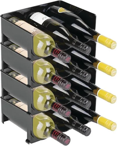 mDesign Aufbewahrungssystem mDesign Weinregal Weinhalter Flaschenregal 4er Set stapelbar Kunstst