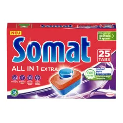 Henkel AG & Co. KGaA Somat All in 1 Extra Spülmaschinentabs, Leistungsstarke Tabs für strahlend sauberes Geschirr, 1 Packung = 25 Spülmaschinentabs à 17,6 g SAE25
